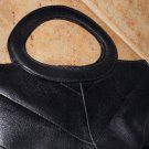 Black Leather Fossil Clutch Handbag Ladylike Elegant Feminine Purse Chevron Pattern Retro Chic Style