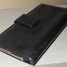 Vintage Black Leather Pocketbook Checkbook by Birks Retro Ladylike Kisslock Wallet Coin Compartment