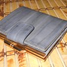 Vintage Grey Eelskin Suede Wallet Retro Feminine Chic Coin Bill Holder Card Slots 80s Ladylike Glam