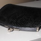 Python Embossed Black Grey Leather Wallet Coin Credit Card Key Holder Keeper Ladylike Chic Kisslock