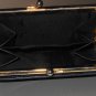 Vintage Navy Leather Kisslock Wallet Dark Blue Ladylike Feminine Retro Chic Card Bills Coin Keeper