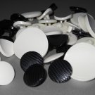 Black and White Plastic Shank Buttons Large Small Stripes Matte for Jackets Suits Blouses Sewing