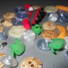 Children's Motif Small Buttons Roller Blades Fish Pencils Bananas Elephants Roses Daisies Flat Shank