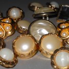 Fancy Faux Pearl Gold Tone Buttons Rhinestone Center for Decoration Sewing Jewelry Crafts Hobbies