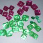 Magenta Pink Kelly Green Buttons Lot Plastic Diamond Triangle Shape Rhinestone Center for Sewing