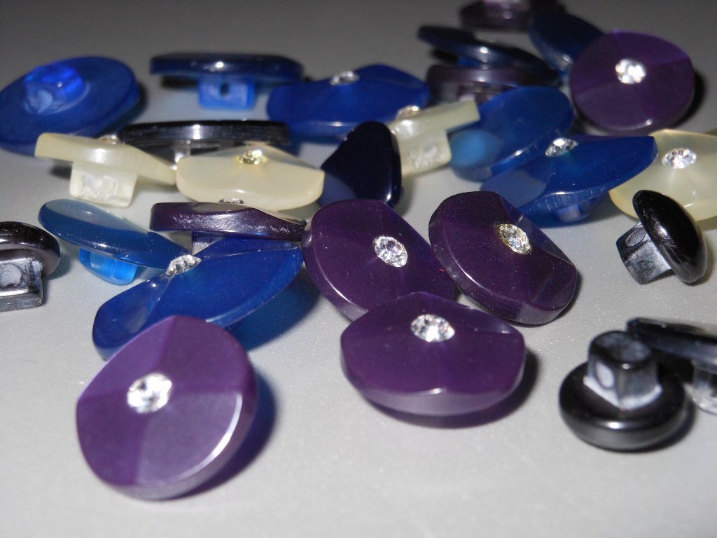 Rhinestone Center Pearly Shank Buttons Cobalt Blue White Purple Fancy Decorative for Sewing Jewelry