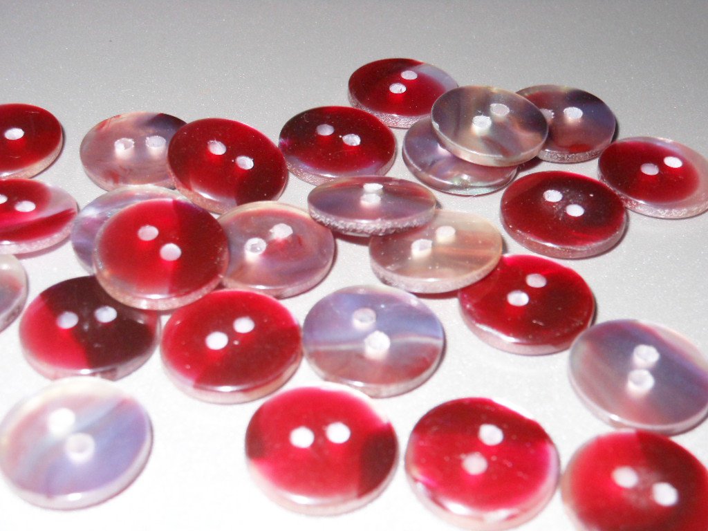Small Faux Mother of Pearl Sweater Buttons Plum Purple Flat Two-Hole Iridescent for Sewing Crafts