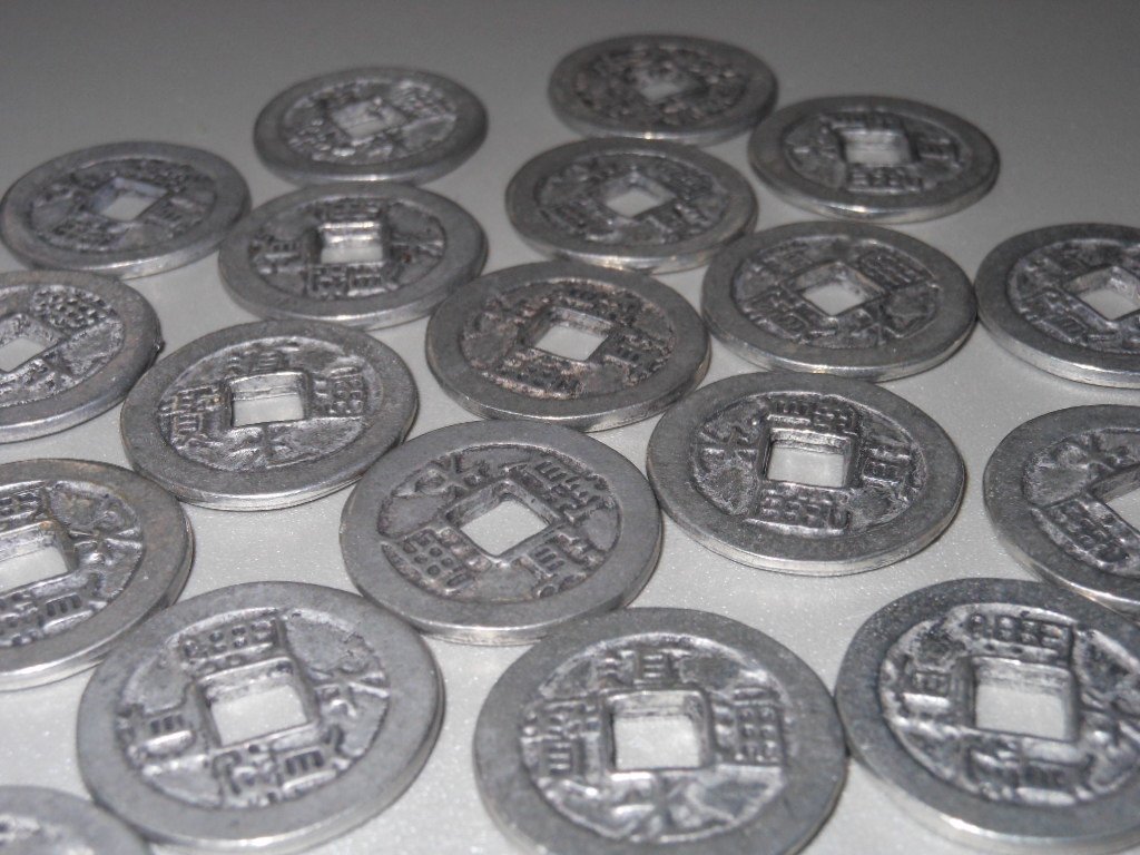 Gunmetal Silver Tone Metal Asian Chinese Coins Lot for Crafts Hobbies Clothing Accessories Sewing