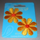 Iron-on Daisy Appliques Yellow Orange Flowers One Pair Shiny Embroidered Floral Patch Clothing Craft