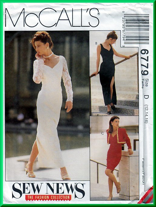 McCall's 6779 CUT Sewing Pattern Sz 12 Misses' Chic Boxy Bolero Evening Dress Gown Sweetheart Neck