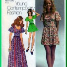 Simplicity 9725 CUT Vintage Sewing Pattern Sz 12 Misses' Cute Folksy Long Mini Dress Flutter Sleeve