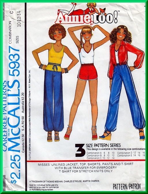McCall's 5937 CUT Vintage Sewing Pattern Sz 14 Misses' Casual Jacket Top Shorts Pants T-shirt 70s