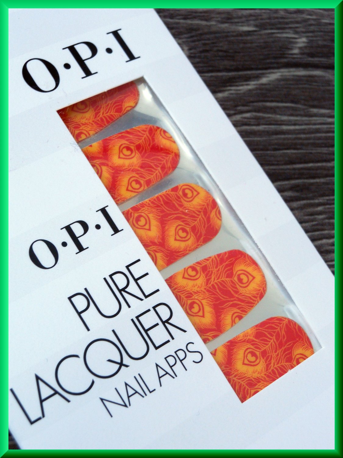 OPI Nail Polish Stickers Peacock AP103 Red Yellow Peacock Feathers Pattern Real Lacquer