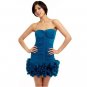 TEAL STRAPLESS BANDEAU WIGGLE HEM EVENING COCKTAIL MINI CLUBWEAR PARTY PROM DRESS UK 10-12, US 6-8