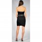 STRAPLESS BLACK DRAPE JEWEL BOW EVENING COCKTAIL BODYCON CLUBWEAR MINI PROM PARTY DRESS UK 10, US 6