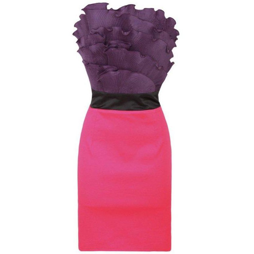 Cheryl Cole Purple Pink Ruffle Mini Evening Cocktail Clubwear Prom