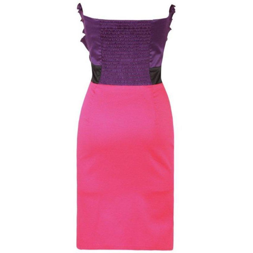CHERYL COLE PURPLE PINK RUFFLE MINI EVENING COCKTAIL CLUBWEAR PROM ...