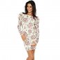 WOMENS CREAM VINTAGE FLORAL PRINT EVENING COCKTAIL BODYCON MINI PARTY PROM DRESS UK 8-10, US 4-6