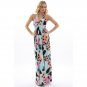 WOMENS LADIES BLUE BUTTERFLY PRINT HALTERNECK SUMMER HOLIDAY MAXI BEACH DRESS UK 8-10, US 4-6