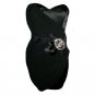 STRAPLESS BLUE DRAPE JEWEL BOW EVENING COCKTAIL BODYCON CLUBWEAR MINI PROM PARTY DRESS UK 10, US 6