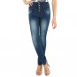 WOMENS LADIES DARK BLUE INDIGO FADED HIGH WAIST WAISTED DENIM TROUSERS SKINNY JEANS UK 8, US 4