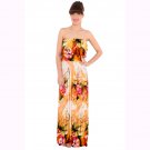 WOMENS TROPICAL PEACH FLORAL RUFFLE GRECIAN LONG SUMMER PARTY HOLIDAY MAXI DRESS UK 8-10, US 4-6
