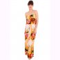 WOMENS TROPICAL PEACH FLORAL RUFFLE GRECIAN LONG SUMMER PARTY HOLIDAY MAXI DRESS UK 10-12, US 6-8