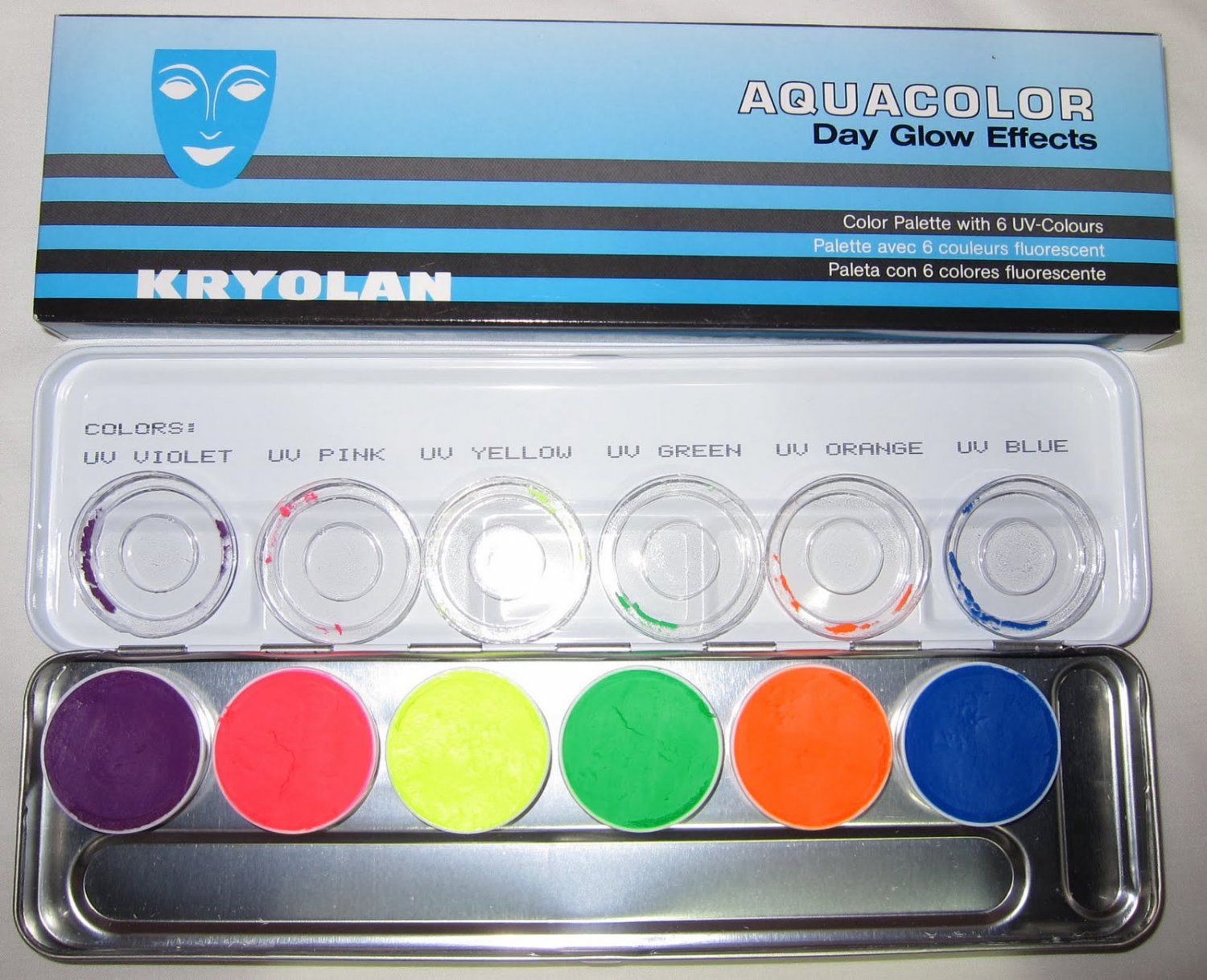 Kryolan Aquacolor Dayglow UV Face Painting Palette