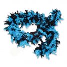 60 gram gm Aqua Blue & Black Tipped Chandelle Feather Boa Halloween Costume Mardi gras