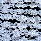 12yds WHITE Venise Lace Trim Embroidered Rose Applique
