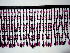 5" Hot Pink & Black Beaded Fringe Lamps, Costumes, Crafts