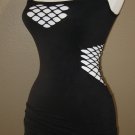 Black Fishnet Waist Tunic Tank Top Shirt Punk Rock