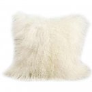20 x 20 Natural White Mongolian Fur Sheep Shaggy Pillow