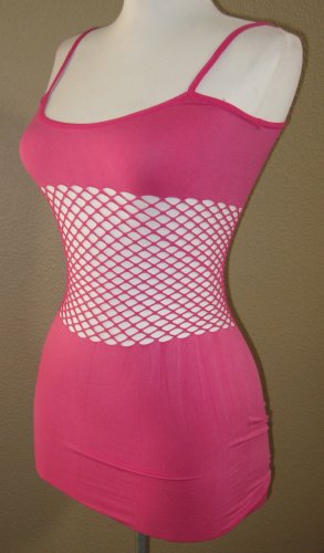 Pink Fishnet Waist Tunic Top Punk Rock Top Shirt Tank o/s