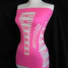 Hot Pink Fishnet Strappy Tube Top Tank o/s