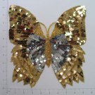 10.25" HUGE Sequin Butterfly Applique Gold & Silver