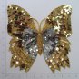 10.25" HUGE Sequin Butterfly Applique Gold & Silver