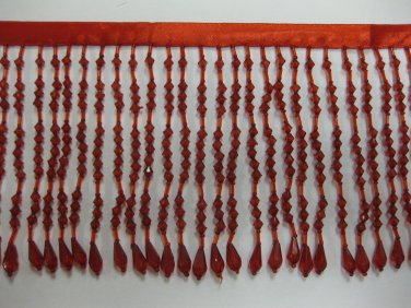 5" RED Acrylic & Glass Bead Beaded Fringe Lamps, Costumes, Crafts