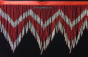 6.5" Chevron Red & Silver Glass Seed & Bugle Bead Beaded Fringe Lamps, Costumes, Crafts