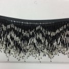 5 Yard Bolt-6" Black & Silver Glass Seed Bead & Bugle Chevron Beaded Fringe Lamp Home Decor Trim