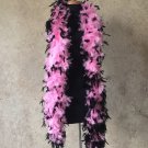 120gm gram  Black Tipped Pink Chandelle Feather Boa Halloween Costume Mardi gras