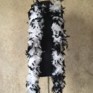 120gm gram  Black Tipped White Chandelle Feather Boa Halloween Costume Mardi gras