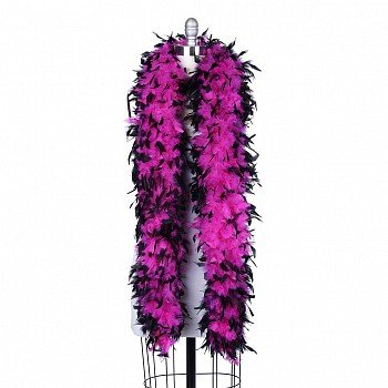 120gm gram  Black Tipped Fuchsia Hot Pink Chandelle Feather Boa Halloween Costume Mardi gras