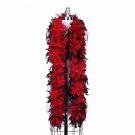 120 g gram gm RED/BLACK Tipped Two Tone Chandelle Feather Boa Halloween Costume Mardi gras