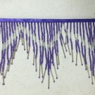 6.5" Chevron Purple & Silver Glass Seed & Bugle Bead Beaded Fringe Lamps, Costumes, Crafts