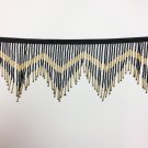 By the Yard-6" Black & Gold Glass Seed Bead & Bugle Chevron Beaded Fringe Lamp Home Decor Trim