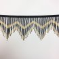 By the Yard-6" Black & Gold Glass Seed Bead & Bugle Chevron Beaded Fringe Lamp Home Decor Trim