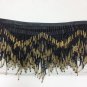 5 Yard Bolt-6" Black & Gold Glass Seed Bead & Bugle Chevron Beaded Fringe Lamp Home Decor Trim