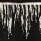 6.5" Chevron White & Silver Glass Seed & Bugle Bead Beaded Fringe Lamps, Costumes, Crafts
