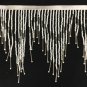 6.5" Chevron White & Silver Glass Seed & Bugle Bead Beaded Fringe Lamps, Costumes, Crafts